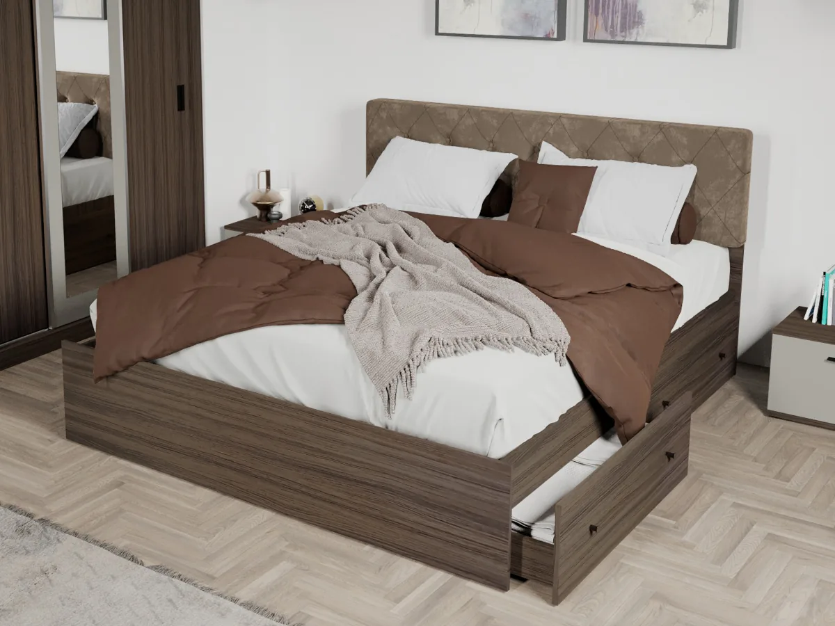 Pat Mobila Laguna Nuc Tapitat 180x200 Bej Inchis Fara Lada