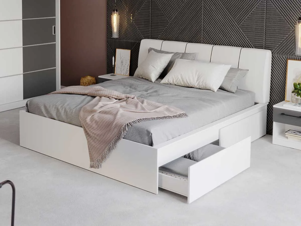 Pat Mobila Laguna Tapitat 180x200 fara Lada Alb