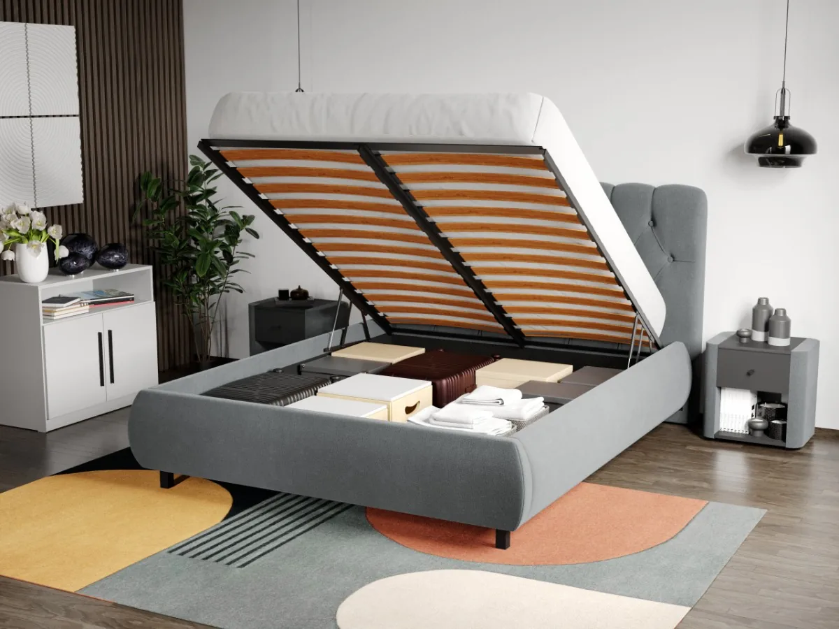 Pat Tapitat Catifea Mobila Laguna Mega Velluto 16 Gri 160x200 Somiera Lada