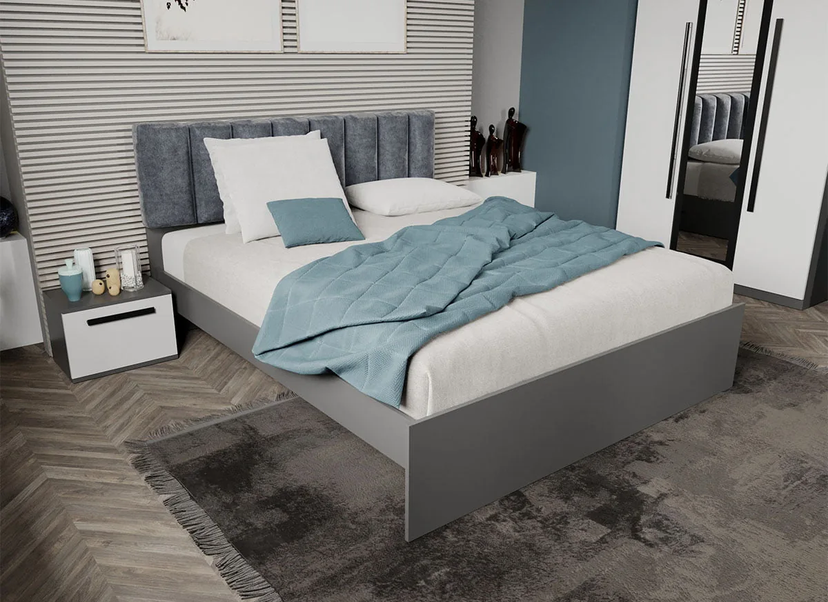 Pat Tapitat Mobidea Gri Deschis 140x200 Fara Sertare