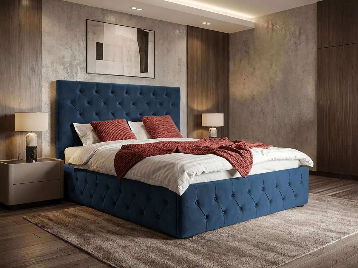 Pat Tapitat Mobidea Noble 160x200 Velluto 25 Albastru Navy