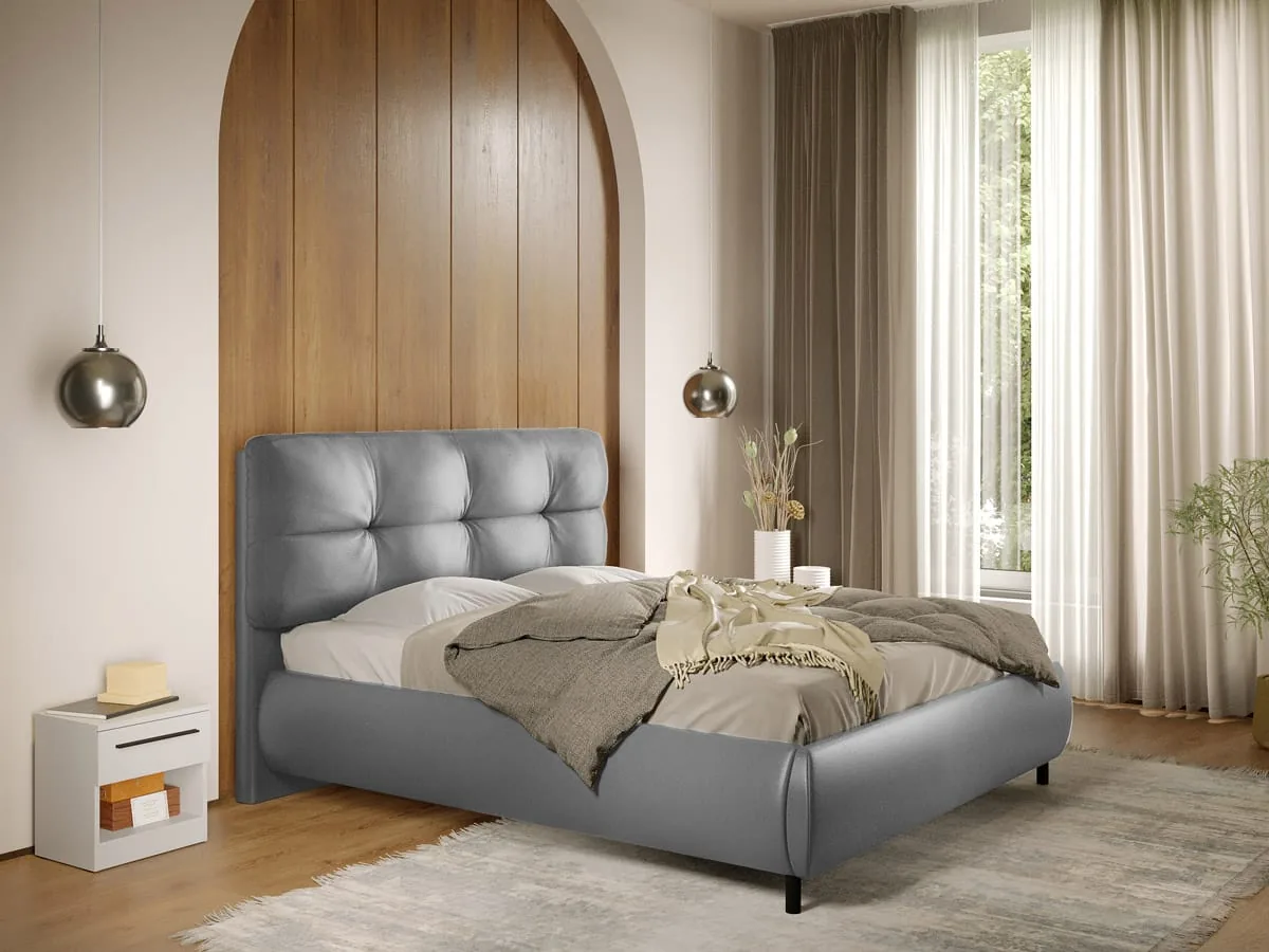 Pat Tapitat Mobidea Ramses Somiera Fixa 180x200 Piele Gri