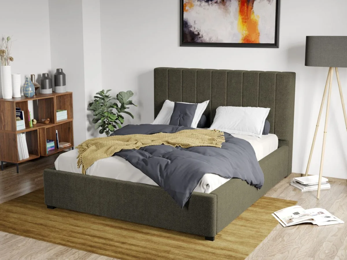 Pat Tapitat Mobila Laguna Adam Cu Somiera Fixa Eden 12 Verde Inchis 140x200