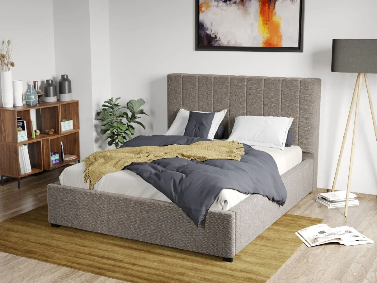 Pat Tapitat Mobila Laguna Adam Eden 4 Cu Somiera Fixa Bej 180x200