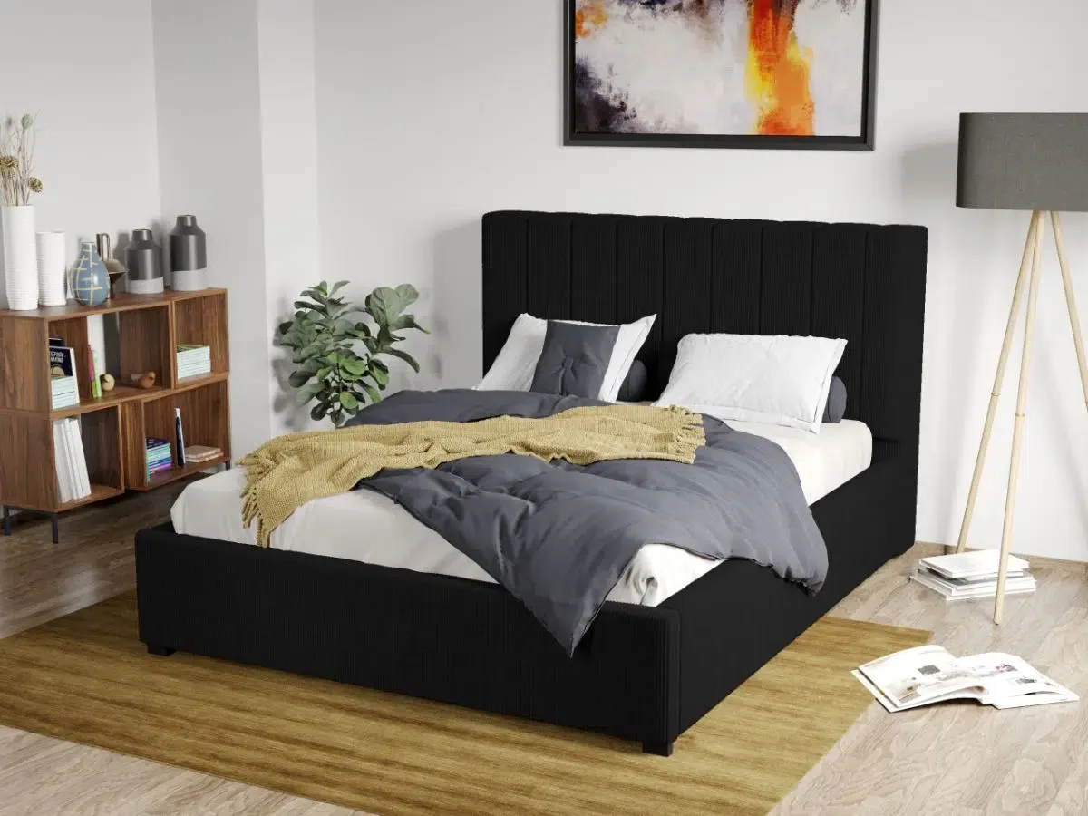 Pat Tapitat Mobila Laguna Adam Poso 135 Cu Somiera Fixa 180x200 Negru