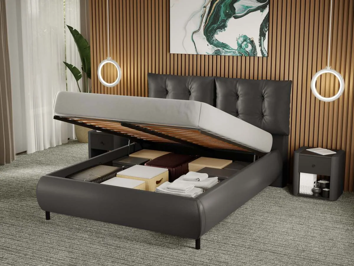 Pat Tapitat Mobila Laguna Anubis Nube29 Rabatabil Perne Spatar Ciocolatiu 180x200