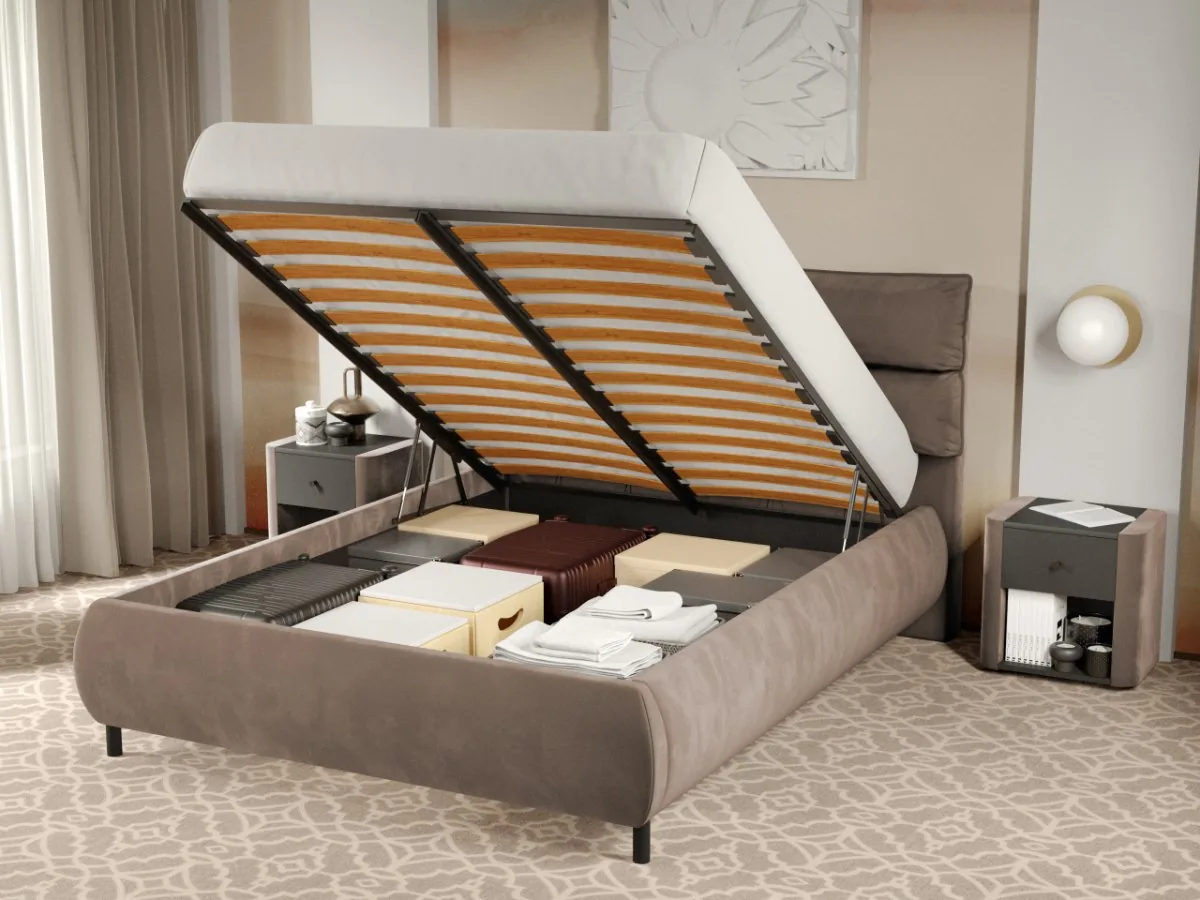Pat Tapitat Mobila Laguna Cairo Rabatabil Perne pe Spatar 180x200 Cappuccino Velluto 29