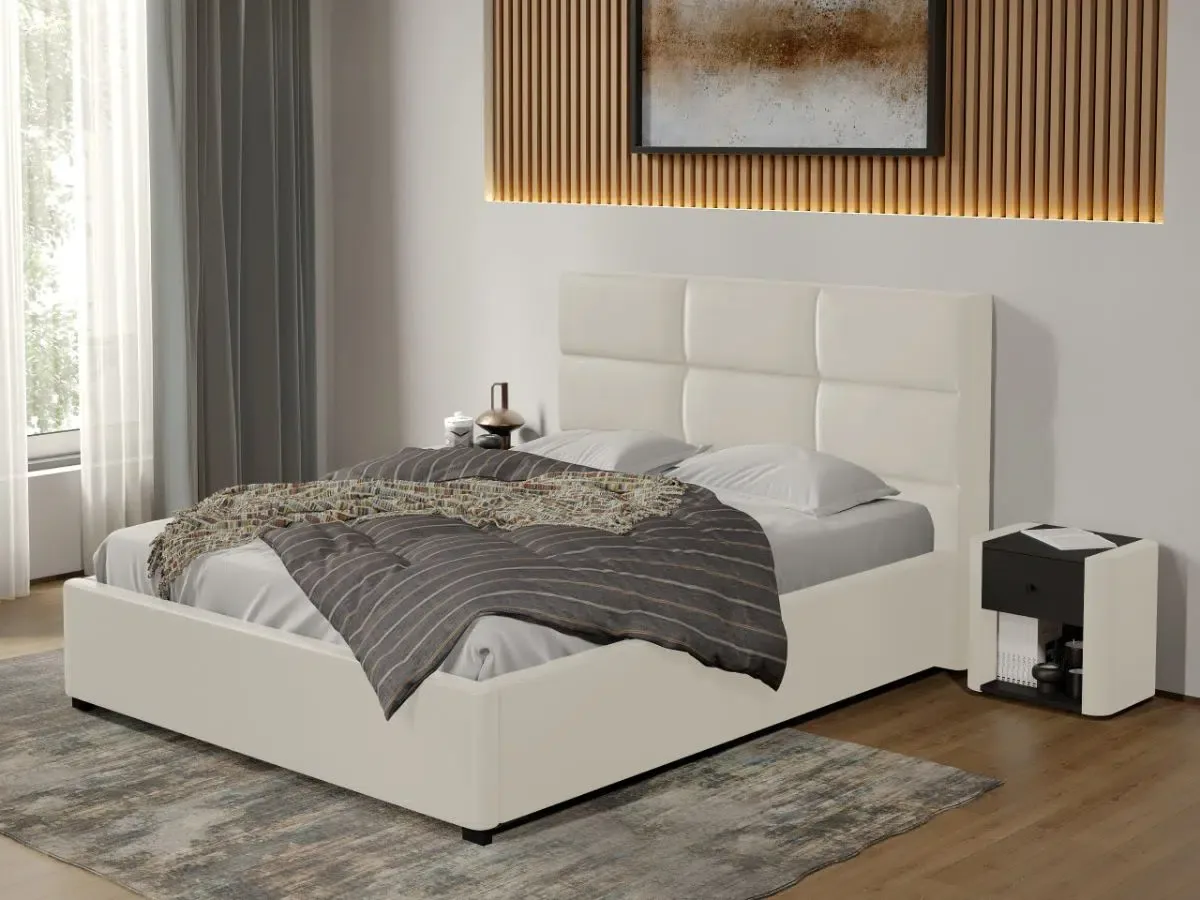 Pat Tapitat Mobila Laguna Cico Fix Nube 1 Piele/Stofa Alb 180x200