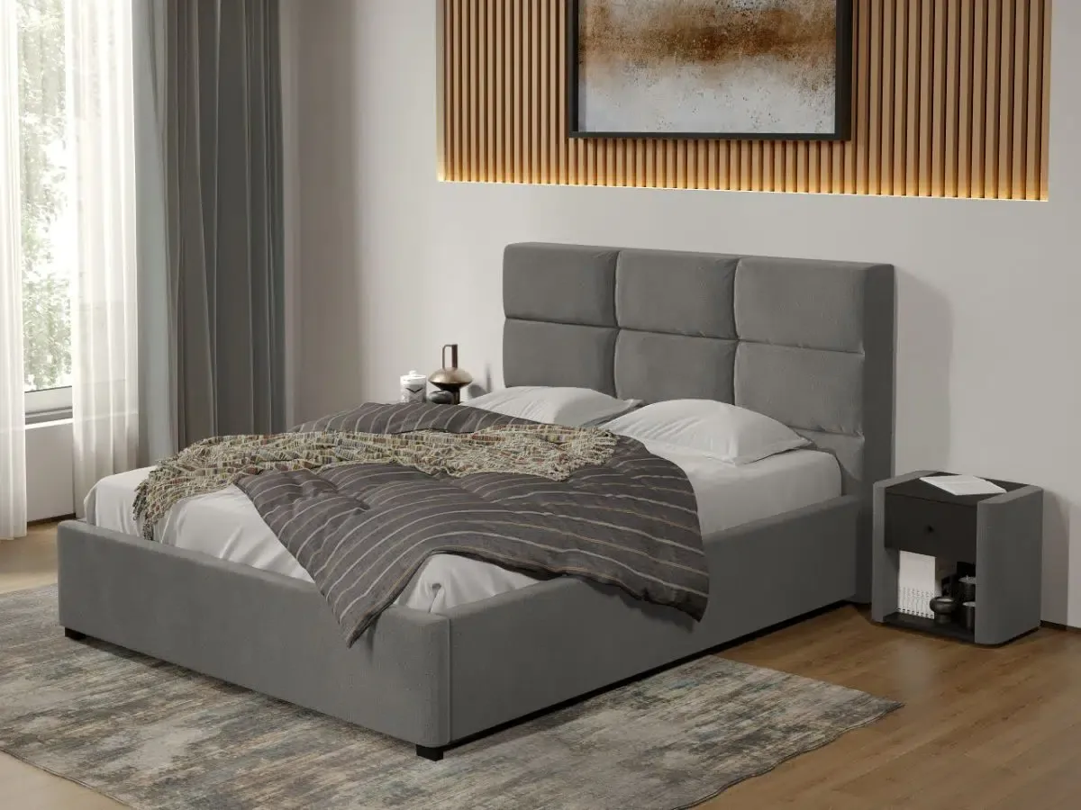 Pat Tapitat Mobila Laguna Cico Fix Piele/Stofa Gri 180x200