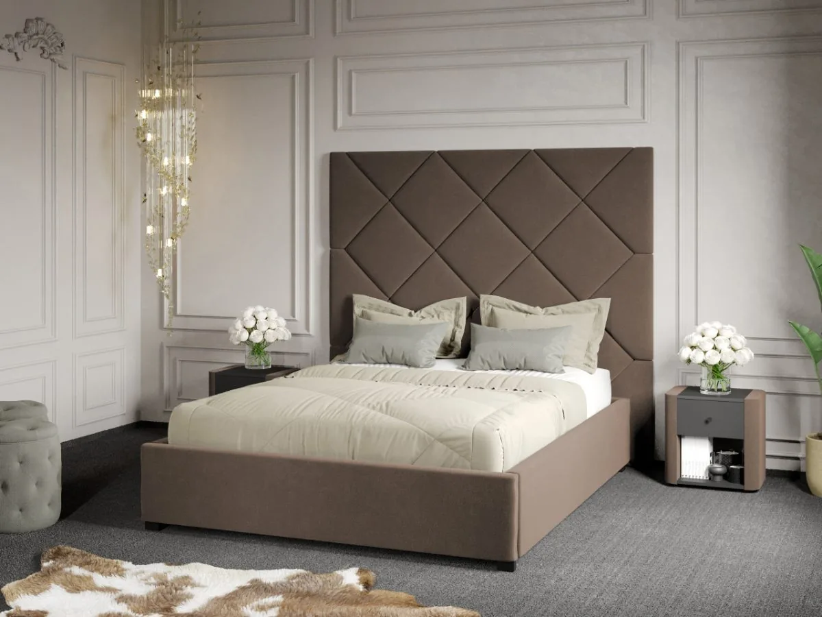 Pat Tapitat Mobila Laguna Dubai 140x200 Cappuccino Velluto 29 Panou 191x170