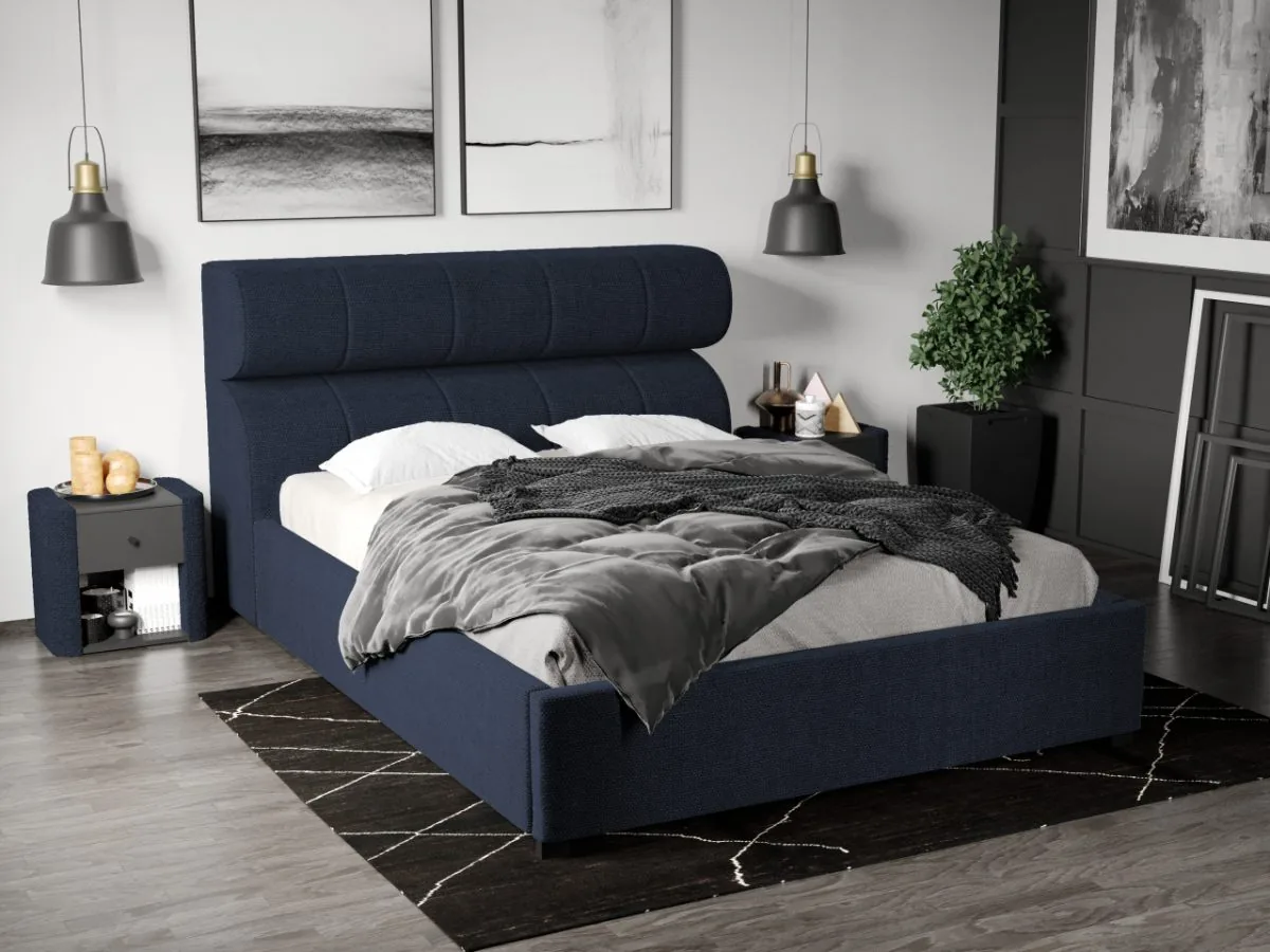 Pat Tapitat Mobila Laguna Galileo 140x200 Bleumarin Somiera Fixa Eden 16
