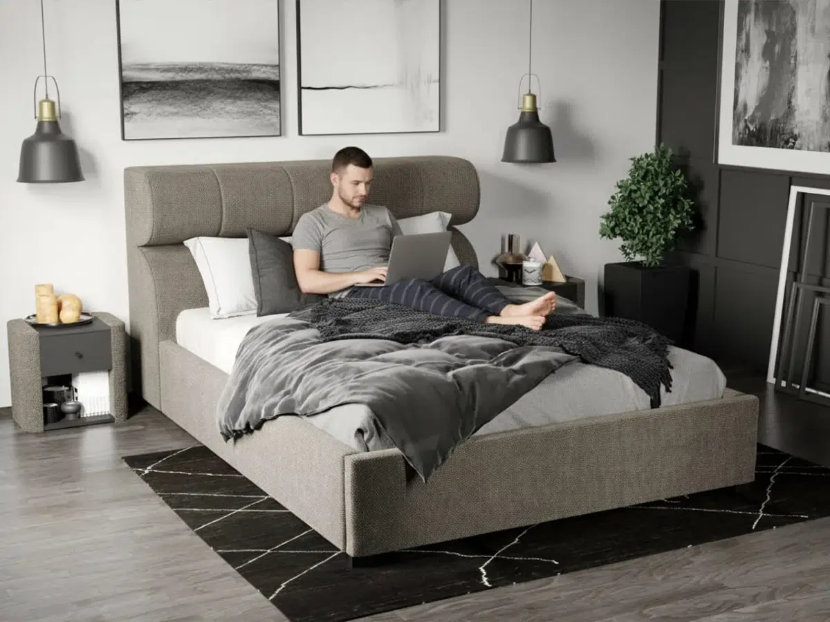 Pat Tapitat Mobila Laguna Galileo Eden 4 Cu Somiera Fixa 160x200 Bej