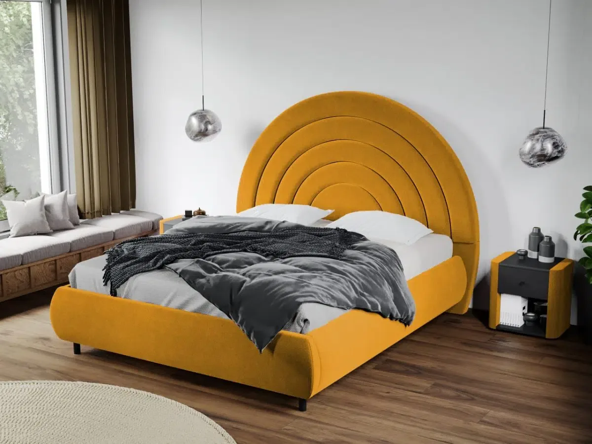 Pat Tapitat Mobila Laguna Leo Velluto 8 Tablie Semirotunda Fix 180x200 Galben