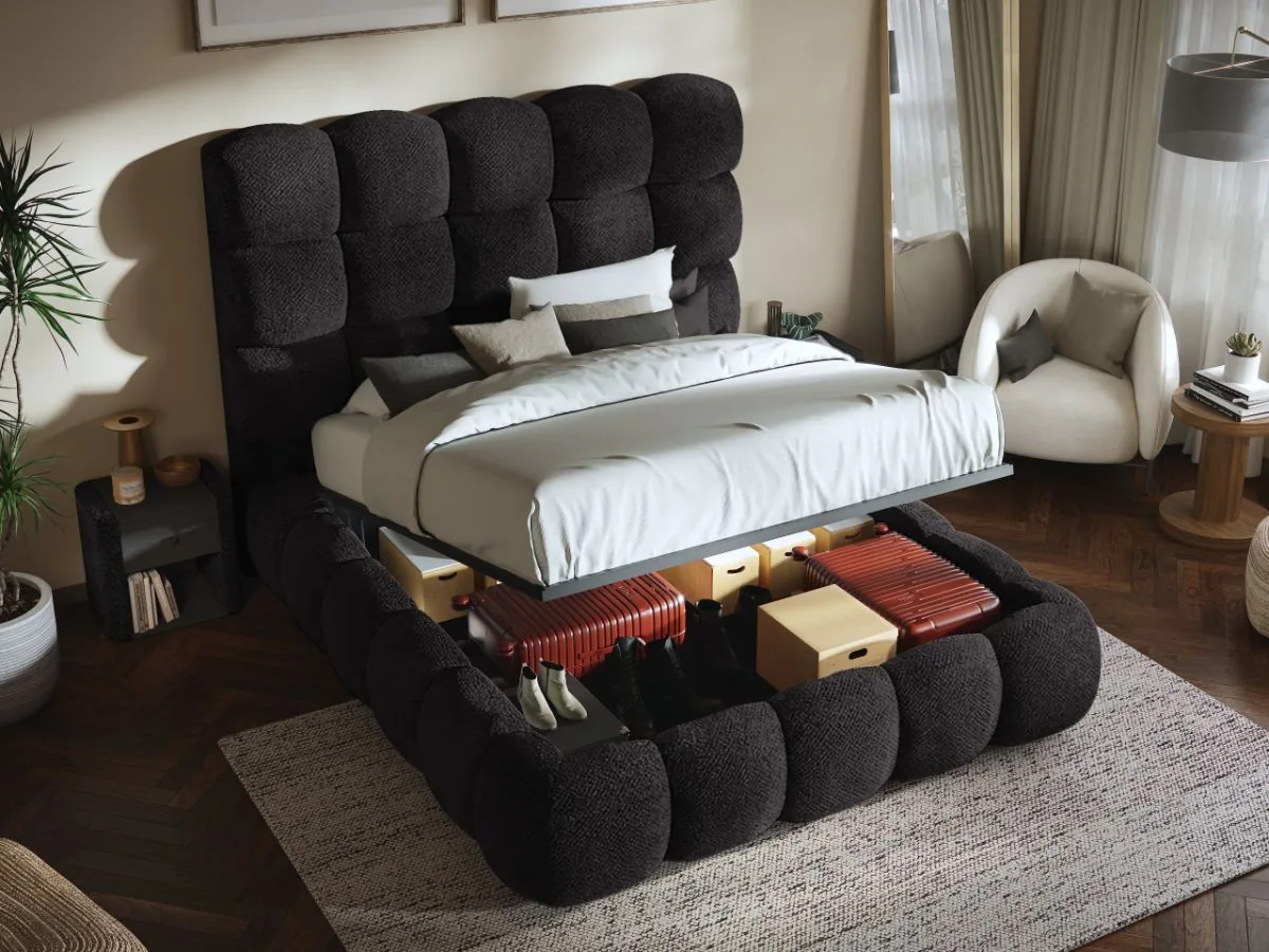 Pat Tapitat Mobila Laguna Lotus tip bubble Eden 21 160x200 Negru