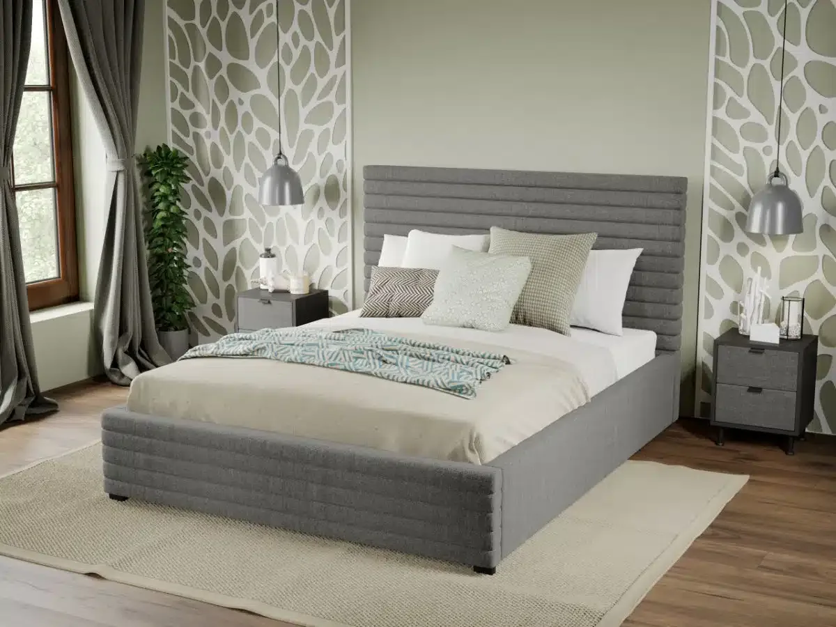 Pat Tapitat Mobila Laguna Mateo Falcone 21 Cu Somiera Fixa 180x200 Gri