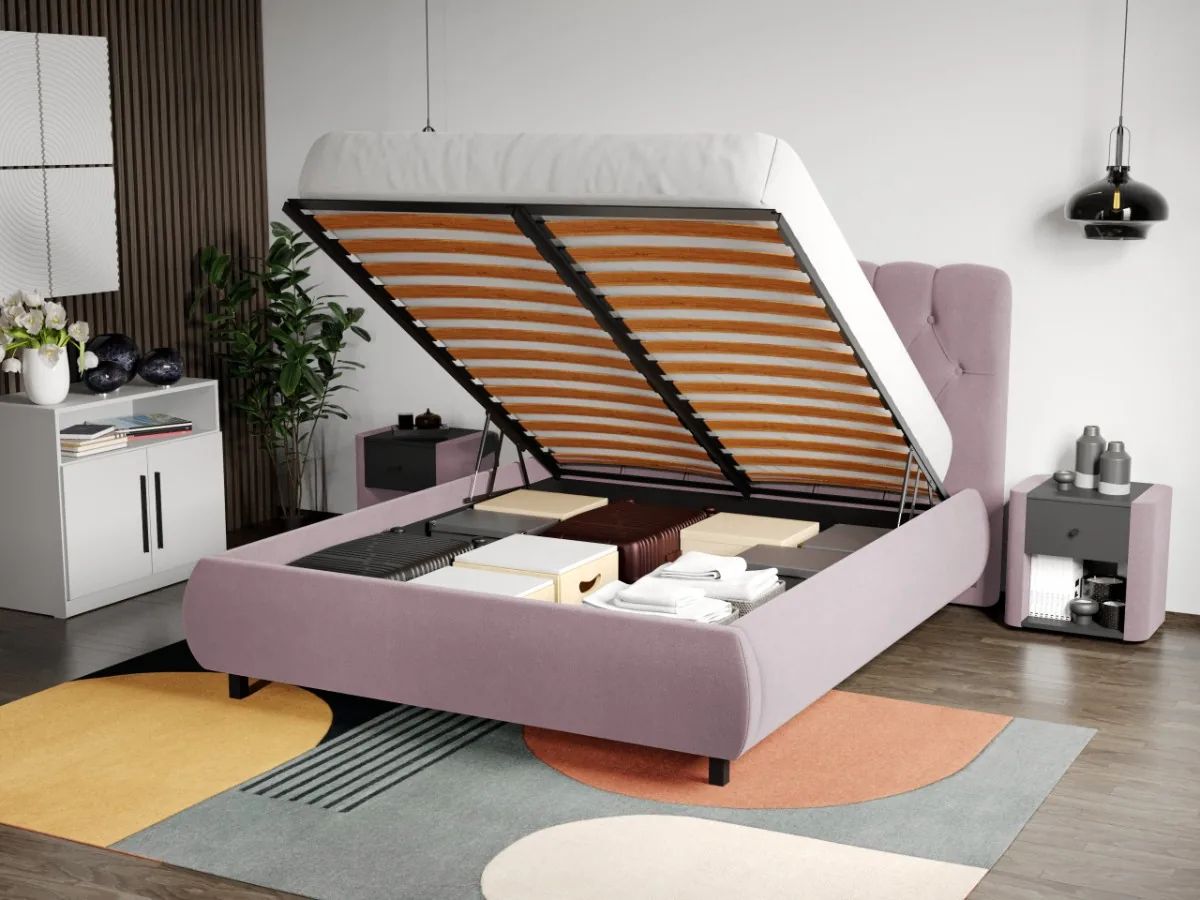 Pat Tapitat Mobila Laguna Mega 14 Catifea Roz Velluto 160x200