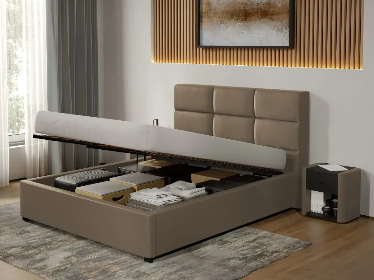 Pat Tapitat Mobila Laguna Nube 11 Rabatabil Piele/Stofa Bej 140x190