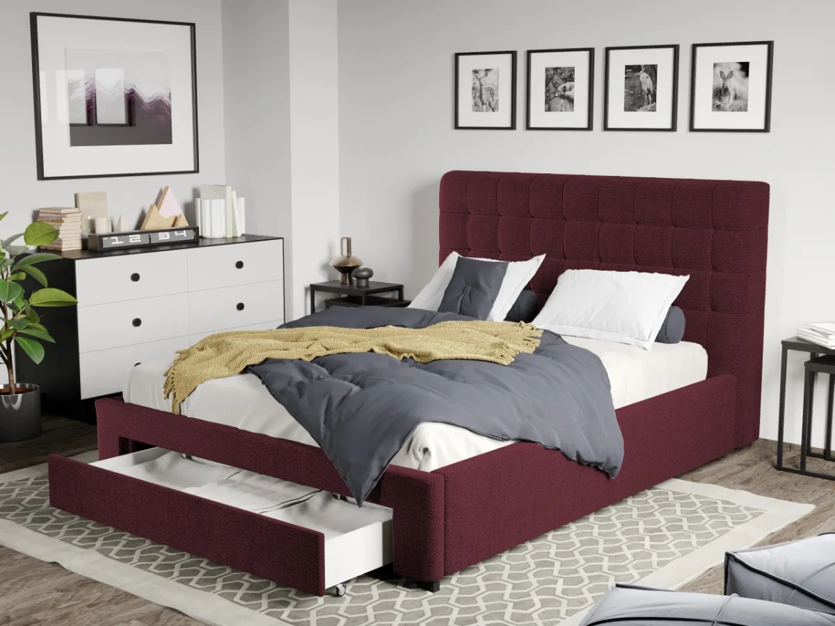 Pat Tapitat Mobila Laguna Rivo Eden 9 160x200 Grena Cu Sertar