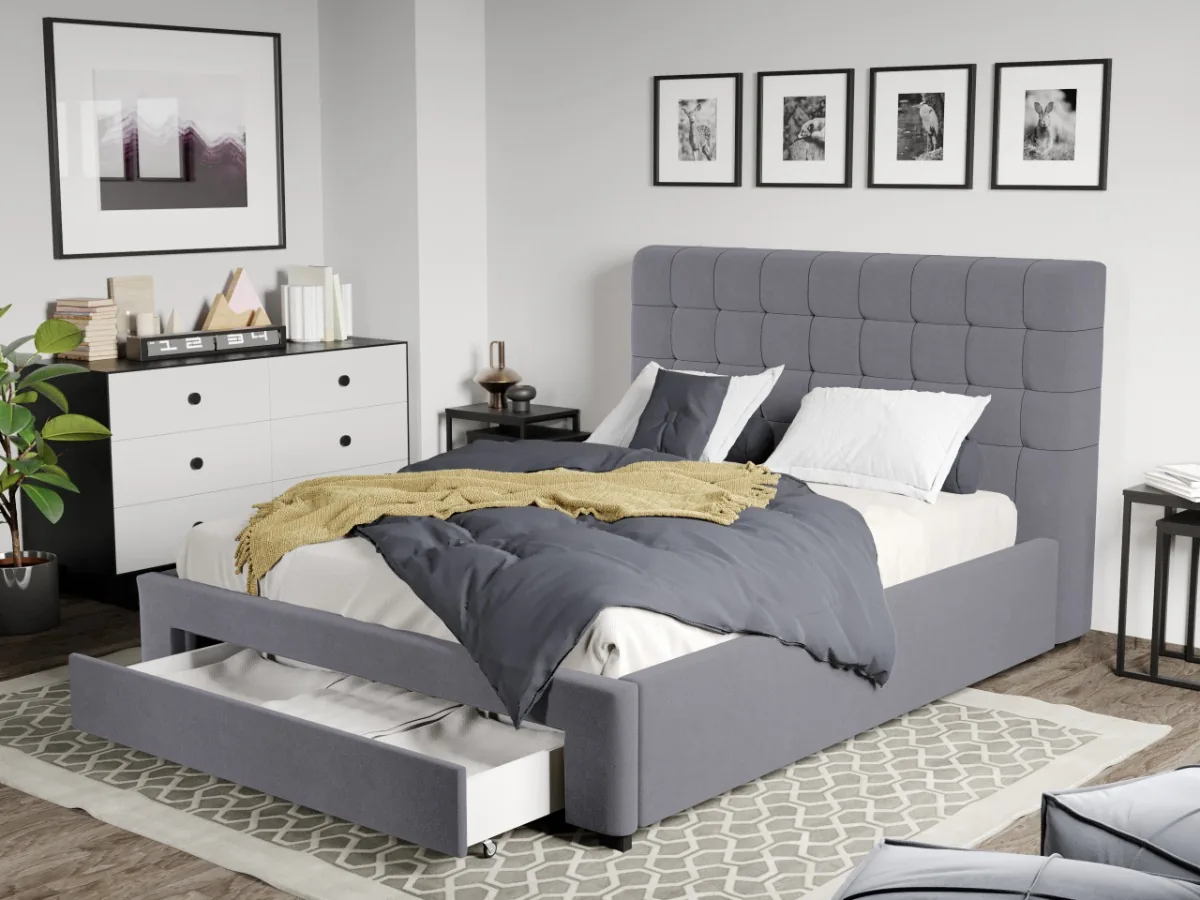 Pat Tapitat Mobila Laguna Rivo Swing 17 160x200 Gri cu Sertar