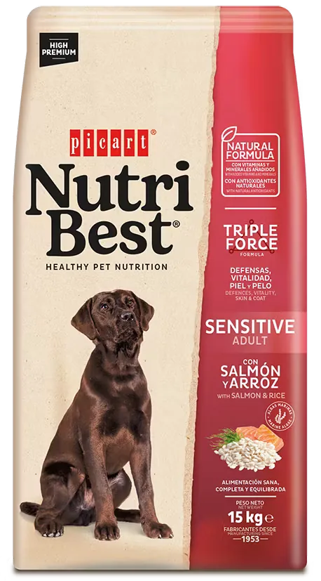 Hrana Uscata Caini Nutribest Adult Dog Sensitive Somon si Orez 15kg