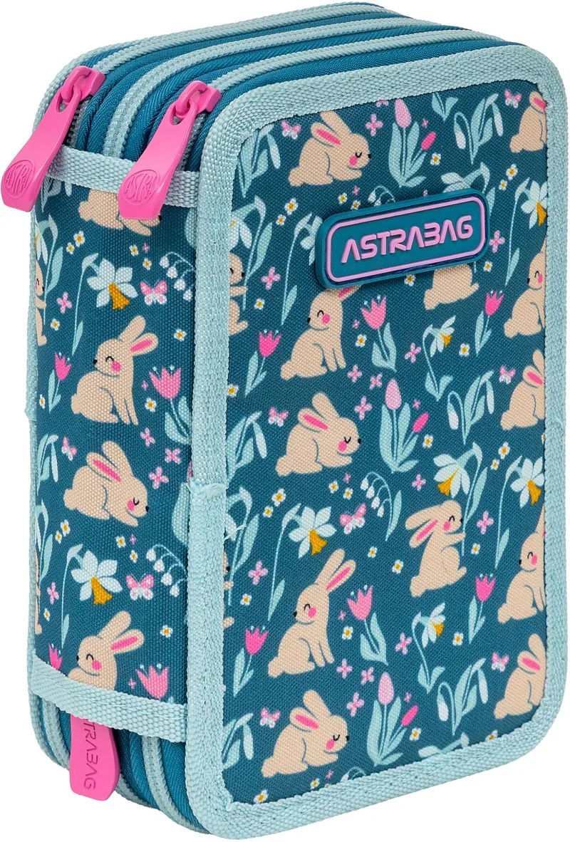 Penar Astra Candy Bunny cu Instrumente de Scris 3 Fermoare