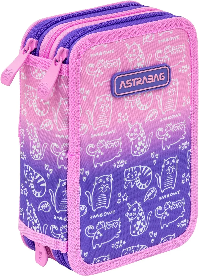 Penar cu Instrumente de Scris Astra Kitty 3 Fermoare Fetite