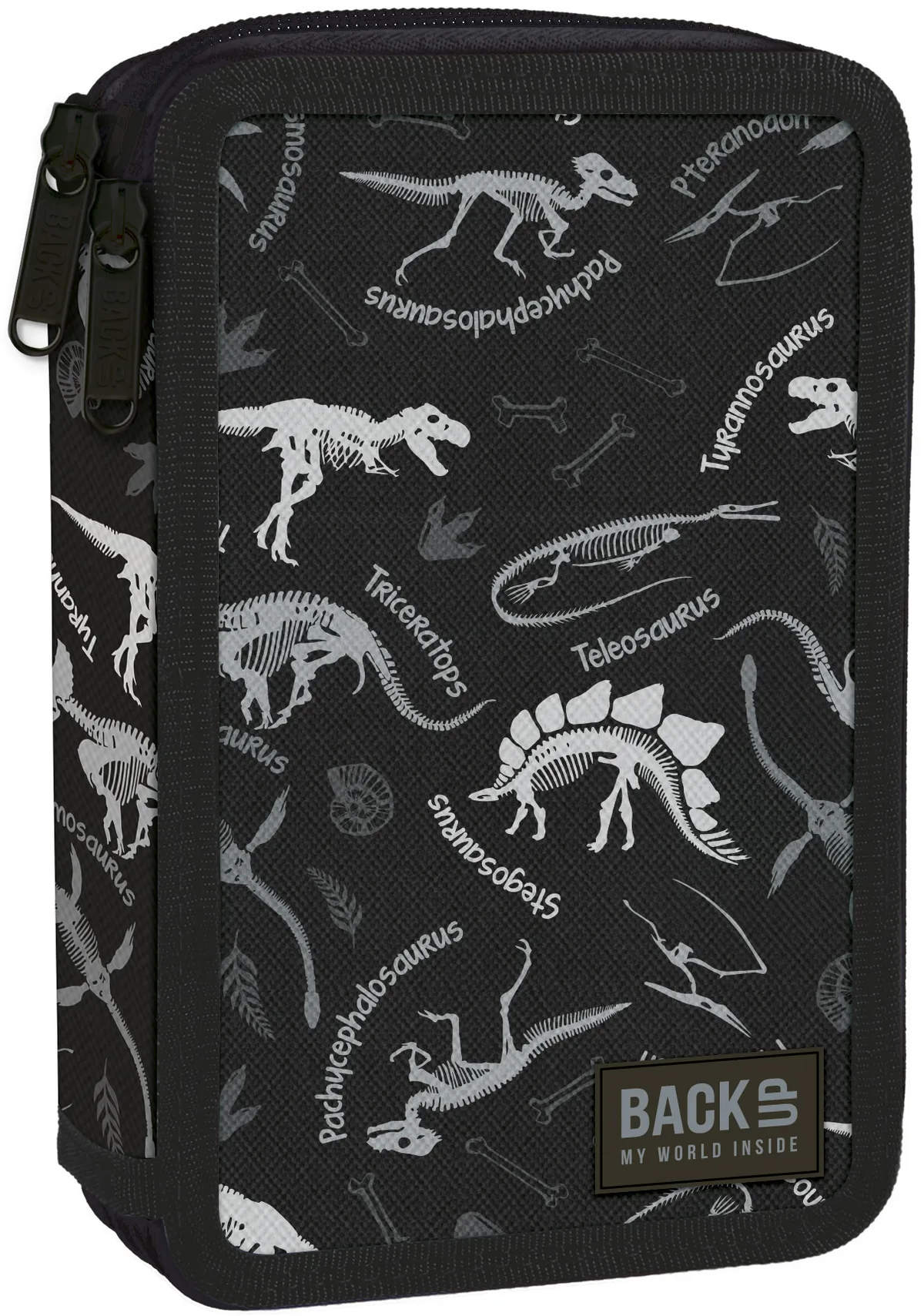 Penar cu Rechizite BackUp DW 2 Fermoare Black Dinosaurs