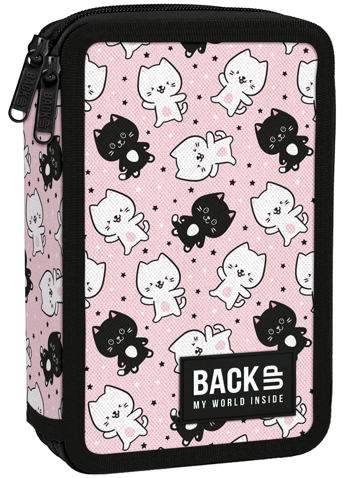 Penar cu Rechizite BackUp DW 2 Fermoare Negru si Alb