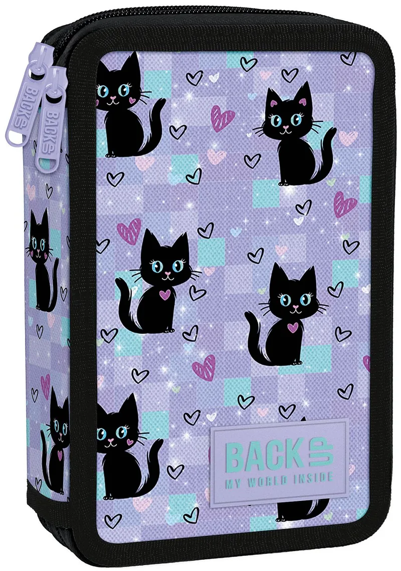 Penar cu Rechizite BackUp DW Black Cats cu 2 Fermoare