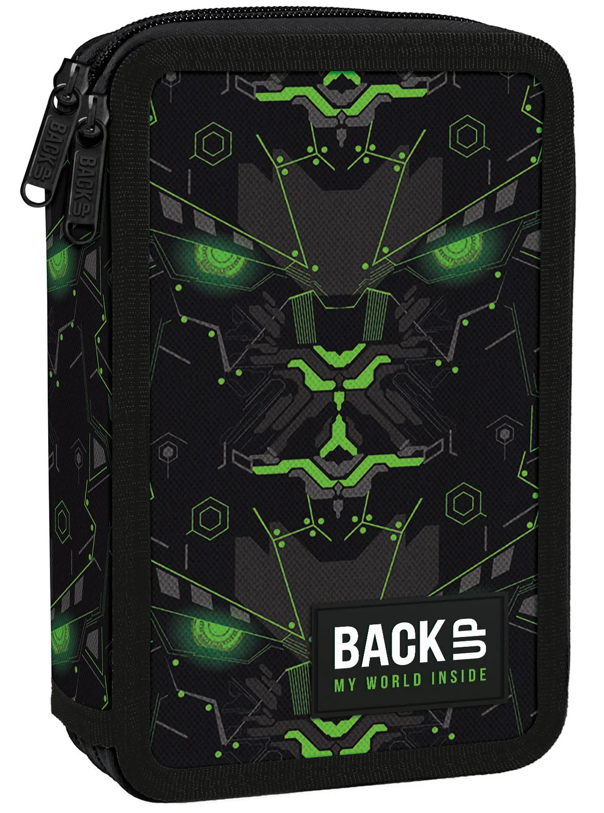 Penar cu Rechizite BackUp DW cu 2 Fermoare Monster Green