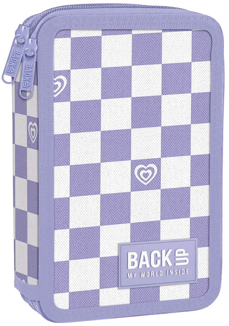 Penar cu Rechizite BackUp DW cu 2 Fermoare Purple Chess