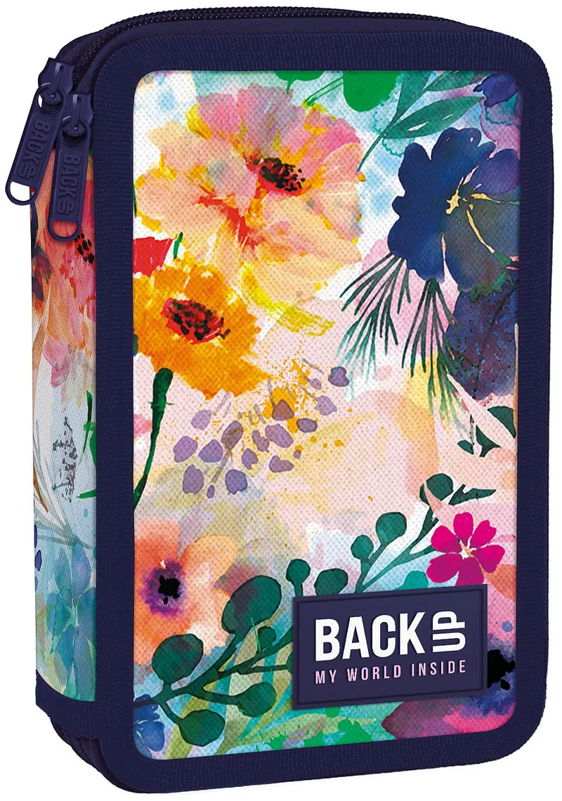 Penar cu Rechizite BackUp DW Flowers cu 2 Fermoare