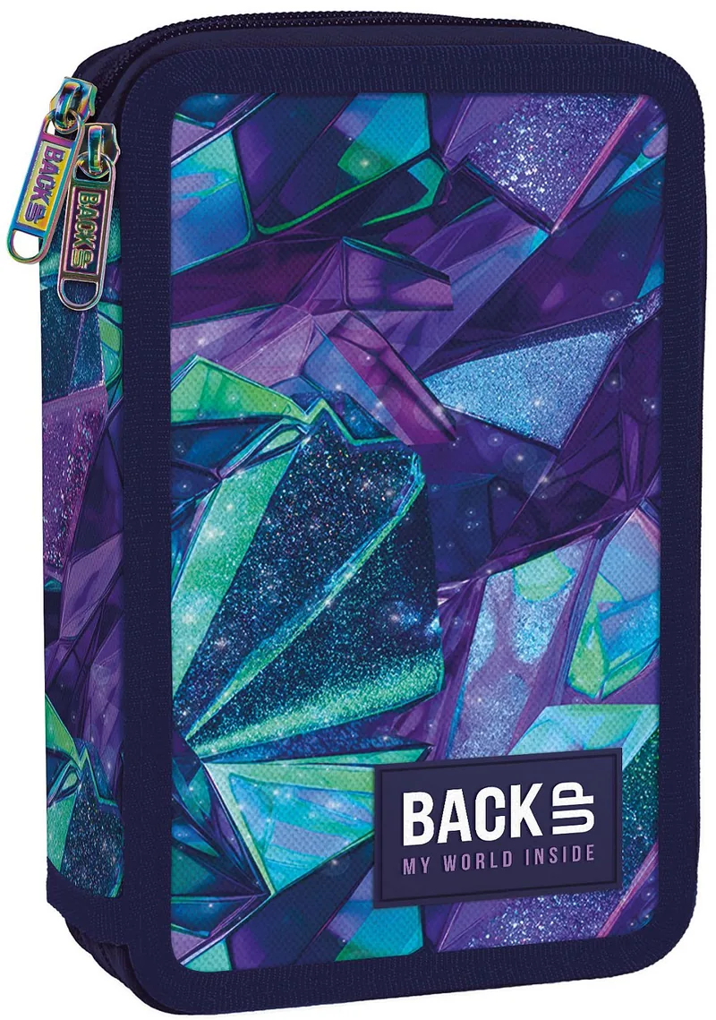Penar cu Rechizite BackUp DW Purple Crystals cu 2 Fermoare