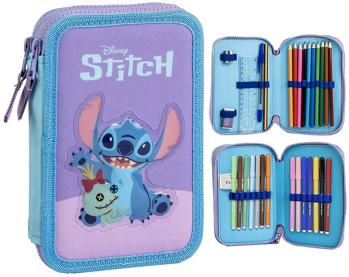 Penar cu Rechizite Cerda Stitch Violet 2 Fermoare