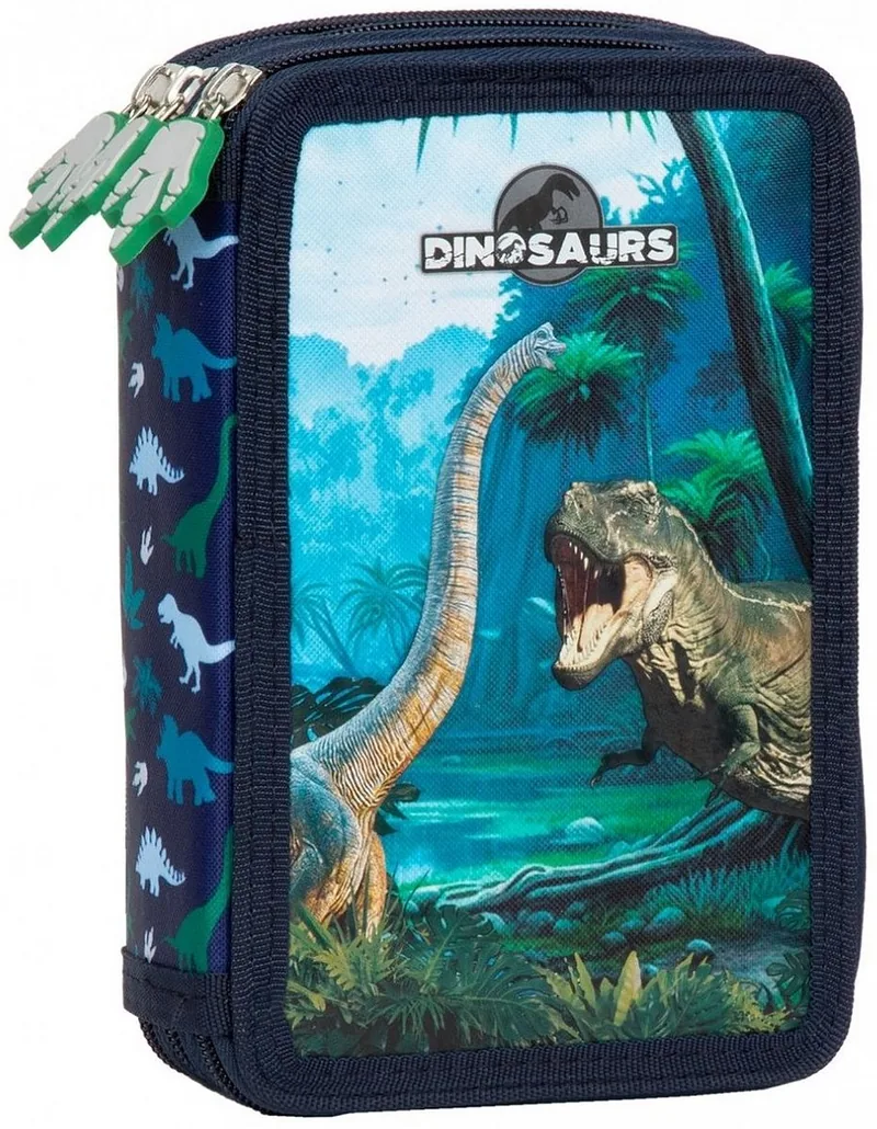 Penar cu Rechizite Derform Dinosaurs 19 cu 3 Fermoare