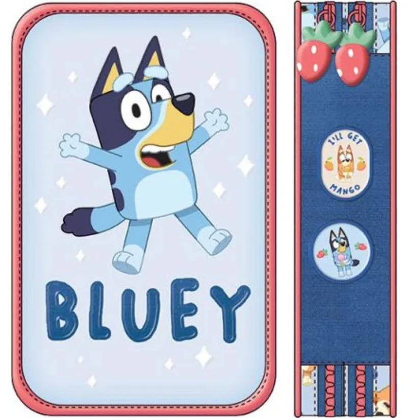 Penar cu Rechizite Graffiti Bluey 2 Fermoare Albastru