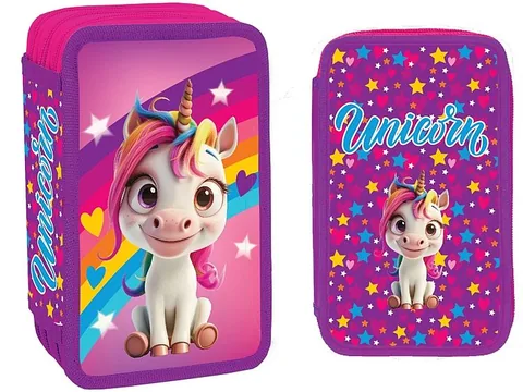 Penar cu Rechizite S. Cool Unicorn 3 Fermoare 38 Piese