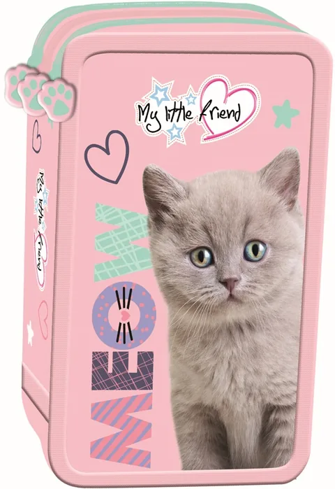 Penar cu Rechizite St. Majewski My Little Friend Fluffy Kitty 3 Fermoare
