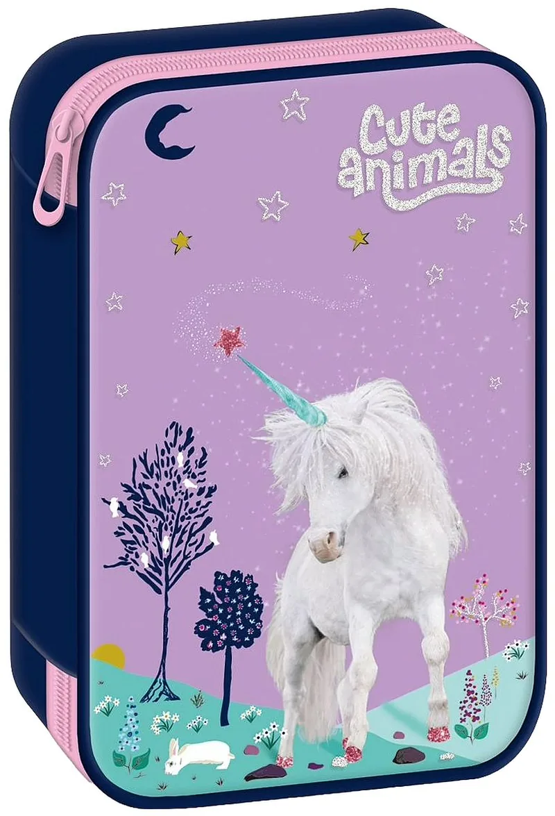 Penar de Școală Ars Una Cute Animals Unicorn 1 Fermoar pe 2 Niveluri
