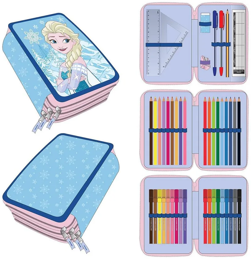 Penar Echipat Cerda Frozen Elsa 3 Compartimente cu Fermoar