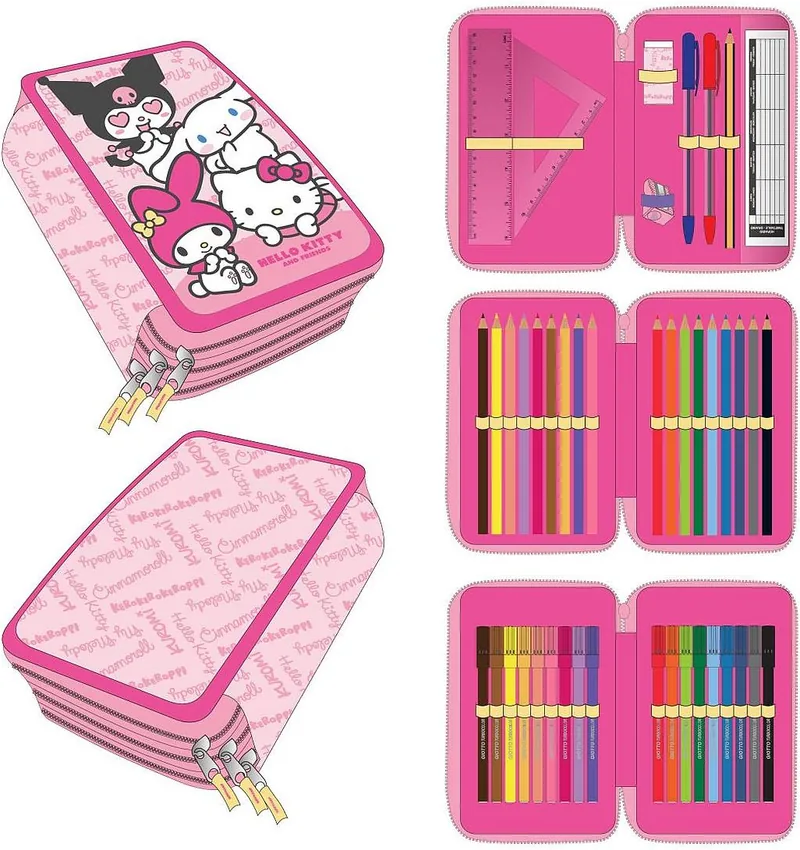 Penar Echipat Cerda Hello Kitty 3 Compartimente cu Fermoar