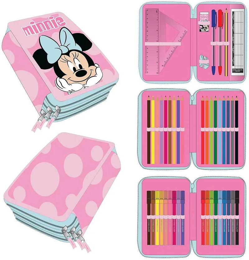 Penar Echipat Cerda Minnie 3 Compartimente cu Fermoar