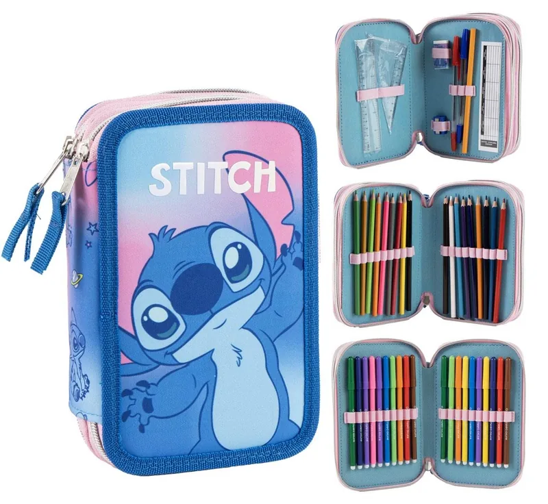 Penar Echipat Cerda Stitch 3 Compartimente cu Fermoar Albastru