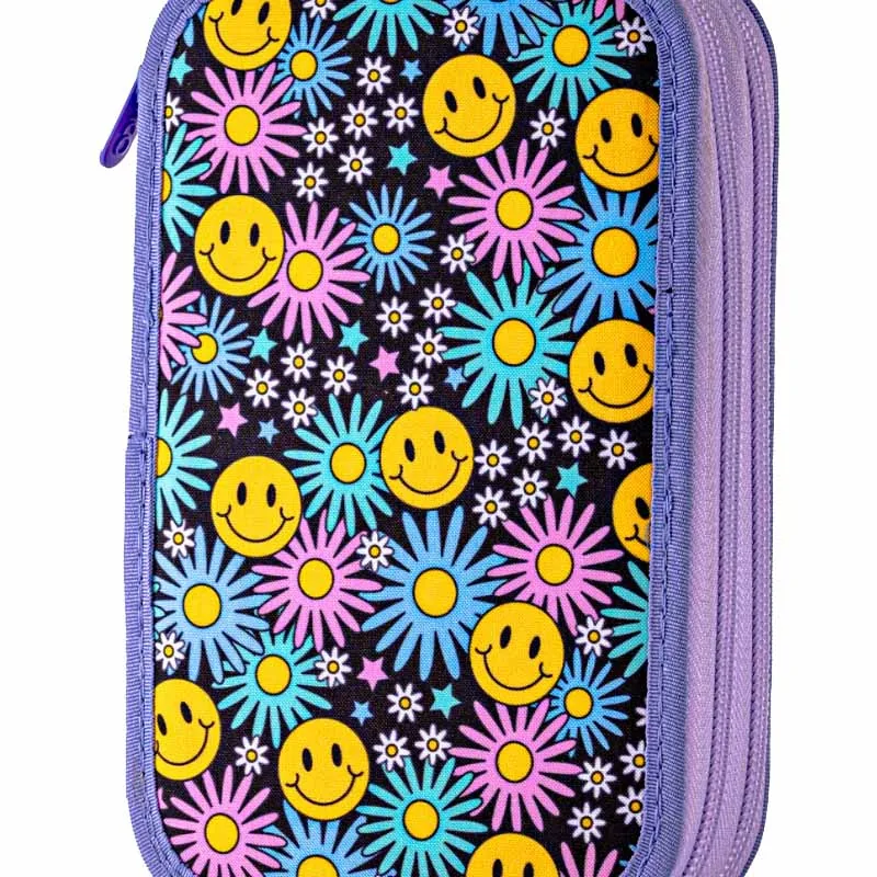 Penar Echipat Daco Flori si Zambete 37 Piese Negru Multicolor