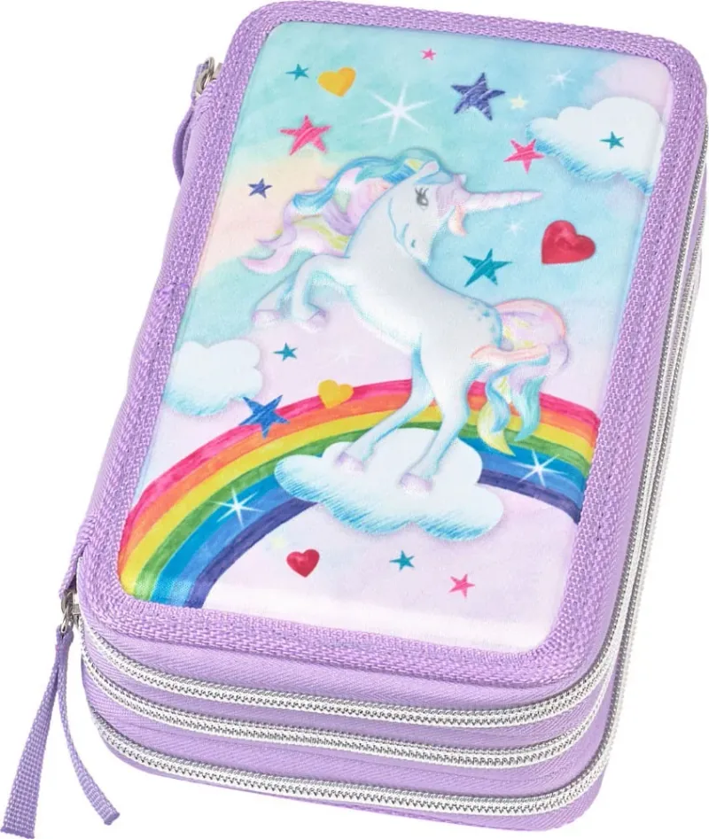 Penar Neechipat Faber-Castell Unicorn 3 Compartimente Fermoar Mov