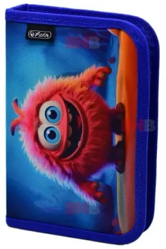 Penar Neechipat Herlitz Pink Monster Compartimentat Fermoar Albastru