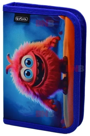 Penar Neechipat Herlitz Pink Monster Compartimentat Fermoar Albastru