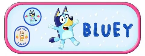 Penar Oval Graffiti Bluey Albastru cu 1 Fermoar