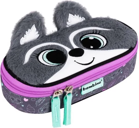 Penar Scolar Bambino Premium Racoon Oval Cu 1 Fermoar