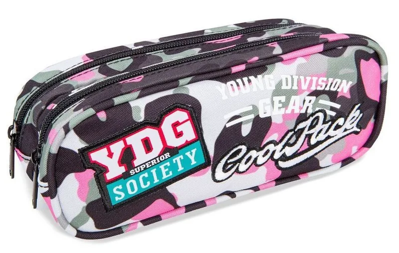 Penar Școlar Cool Pack Clever Eliptic Camo Pink Badges cu 2 Compartimente